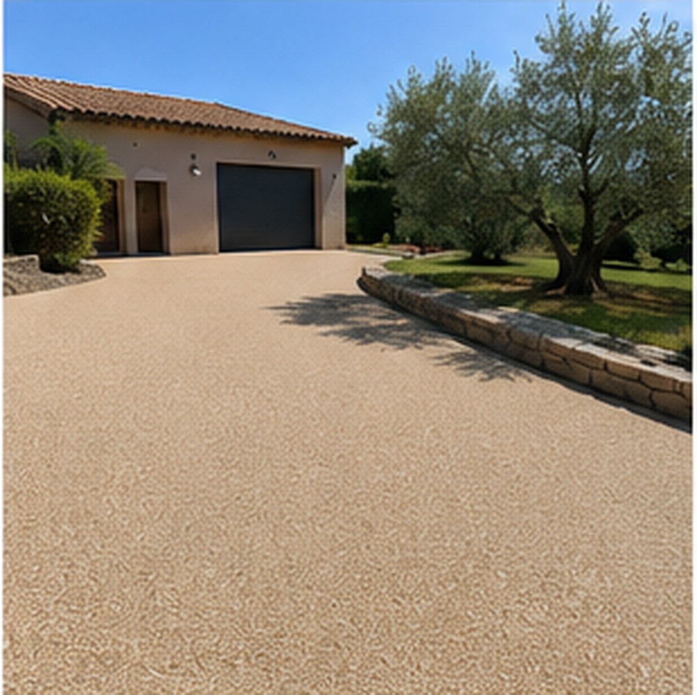 Entrée de garage en moquette de pierre